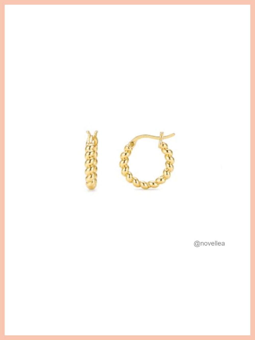 14k Gold Twisted Cable Huggie Hoop Earrings for Women, Secure Click-Top